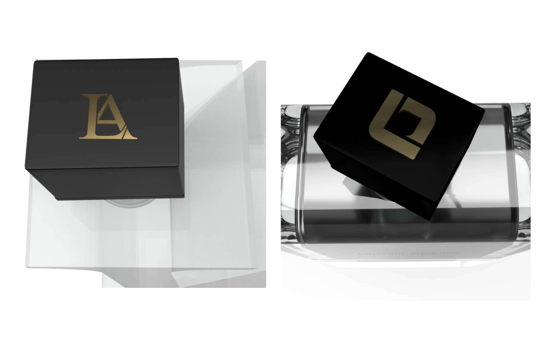 Liberum Arbitrium black and gold perfume bottle detail