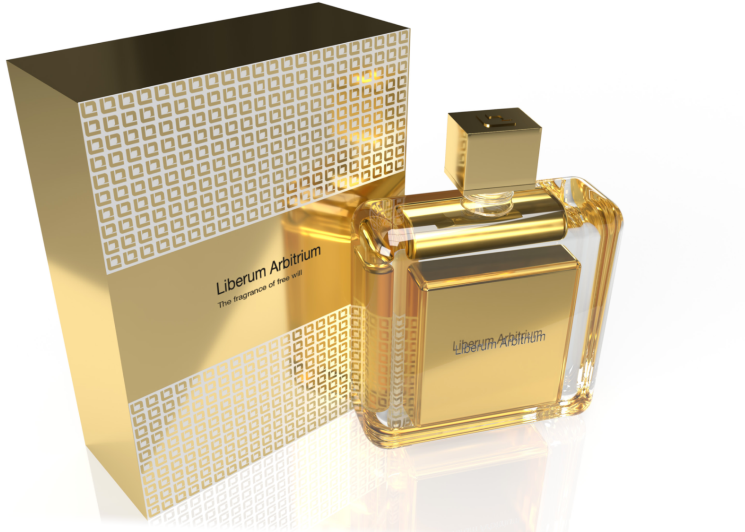 Liberum Arbitrium LA bottle with its glass case and presentation book